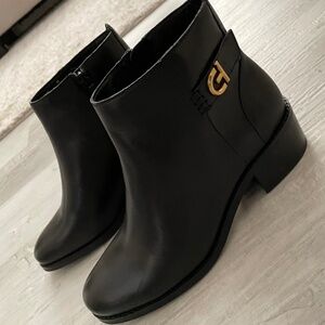 Cole Haan Black Ankle Booties with Gold Buckle